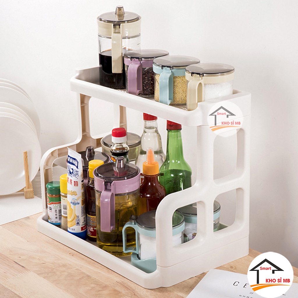 kệ để đồ đựng gia vị nhà bếp đa năng 2 tầng hình chữ H thông minh nhựa việt nhật cao cấp kho sỉ mb