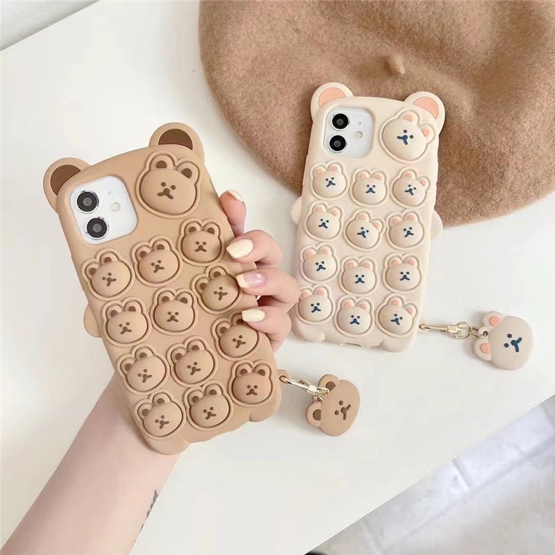 Ốp điện thoại silicon họa tiết gấu hoạt hình cho iPhone 11 12 13 Pro Max X XS MAX XR 7 8 6 6S Plus