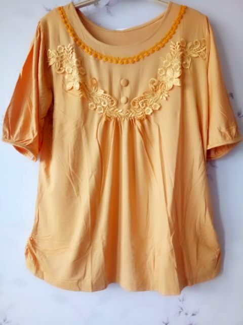 Áo trung niên ren cổ đính 2 nút -TL16
