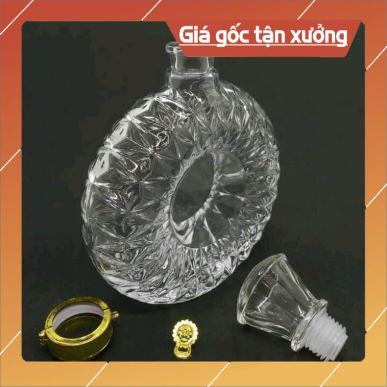 Vỏ Bình Thủy Tinh XO Tròn Đựng Rượu 500ml, Chai đựng rượu XO, Hàng Loại 1, CTT-08
