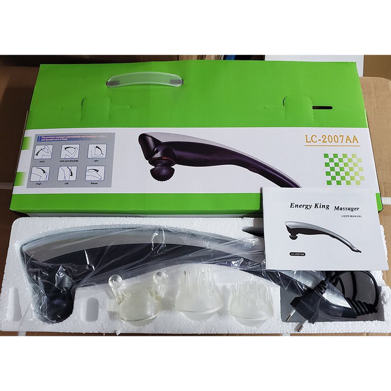 Máy Massage Cầm Tay Energy King 3 Đầu Trị Liệu Chuyên Sâu, Máy Mát Xa Trị Liệu Giảm Đau Mỏi Vai Gáy