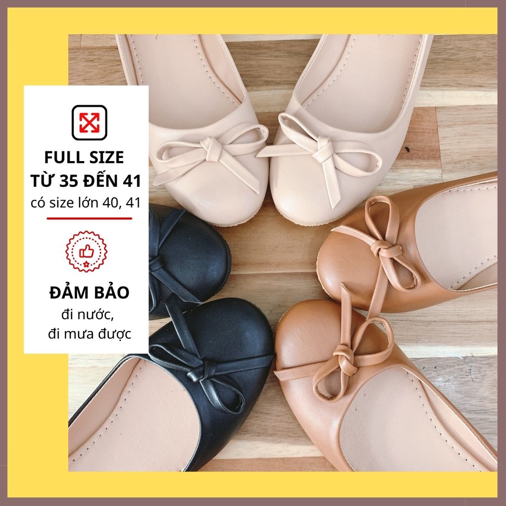 [Có bigsize 40-41] Giày Búp Bê, Giày Bệt Nữ Da Mềm Mũi Tròn Đế Chống Trơn Trượt. Giày Hoàng Thanh A06