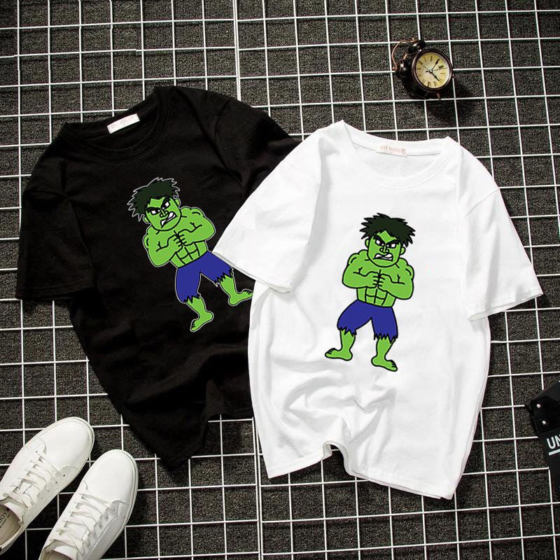 Áo thun unisex Hàn Quốc in người khổng lồ xanh vải dày mịn 2019T1029