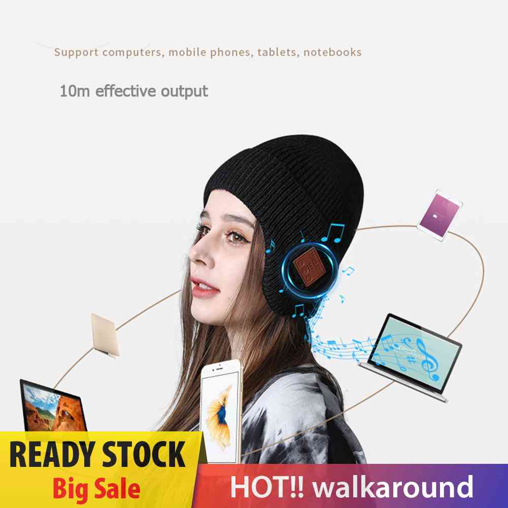 Mũ Len Trùm Đầu Tích Hợp Tai Nghe Bluetooth 5.0 Có Thể Tháo Rời