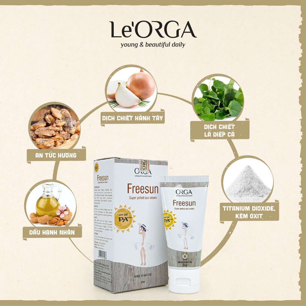 Kem Chống Nắng Le'Orga - Freesun Chống Trôi, Xịt Dưỡng Trắng Da | BigBuy360 - bigbuy360.vn