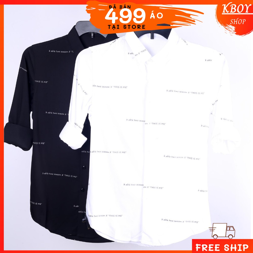 Áo sơ mi tay dài, cổ bẻ họa tiết ĐƠN GIẢN ,hàng quãng châu cao cấp / cá tính, trẻ trung,2 màu trắng,đen, Bigsize - 6674 | BigBuy360 - bigbuy360.vn