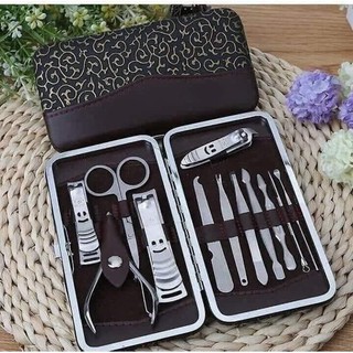 Dụng cụ làm nail, móng 12 món tại nhà kiềm kìm kéo cắt lông mũi cây nặn mún lấy ráy tai bộ bấm khóe sạch da tay chân