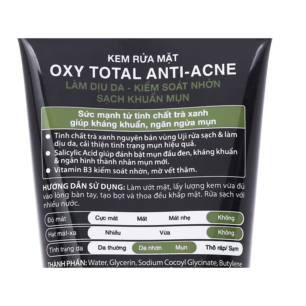 (mini 25g) Kem rửa mặt sạch khuẩn mụn kiểm soát nhờn OXY Total Anti Acne