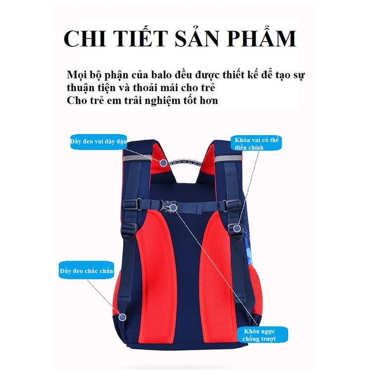 Balo chống gù dáng hộp cho bé trai và bé gái in hình siêu dễ thương 758