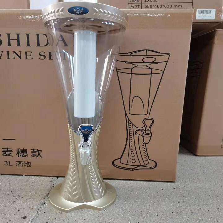 Tháp Bia  3 Lít HC Có Vòi rót Bia Hơi Tươi Trà sữa Nước ngọt Lõi Đá giữ lạnh Đèn Led Decor quán beer, bar