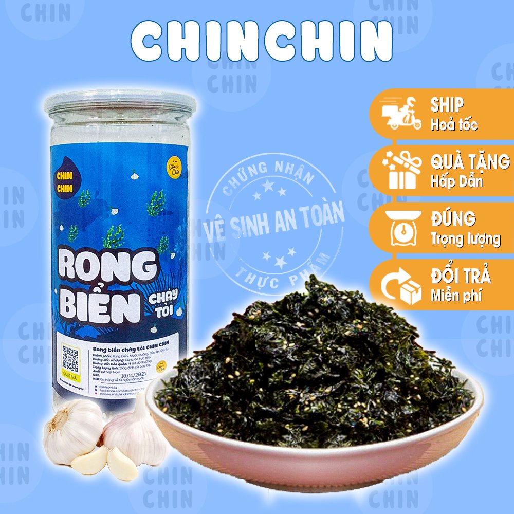 Rong biển cháy tỏi khô ăn liền hàn quốc 200g ChinChin, đồ ăn vặt Hà Nội bổ dưỡng giao hàng hoả tốc 1h