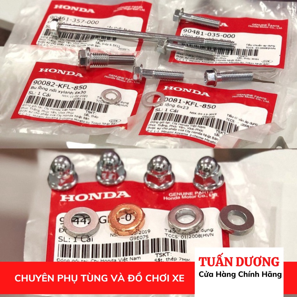 Bộ 4 Ốc Chup &amp; Long Đen Đầu Bò Lắp Dream Và Wave [ CHÍNH HÃNG ] - Bộ Ốc Đầu Bò Honda Chính Hãng Dream Thái, Dream Việt