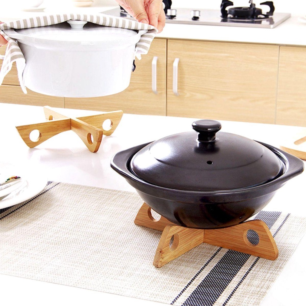 Giá Đỡ Nồi Bằng Tre Cách Nhiệt Tháo Rời Được Tiện Lợi Dành Cho Nhà Bếp