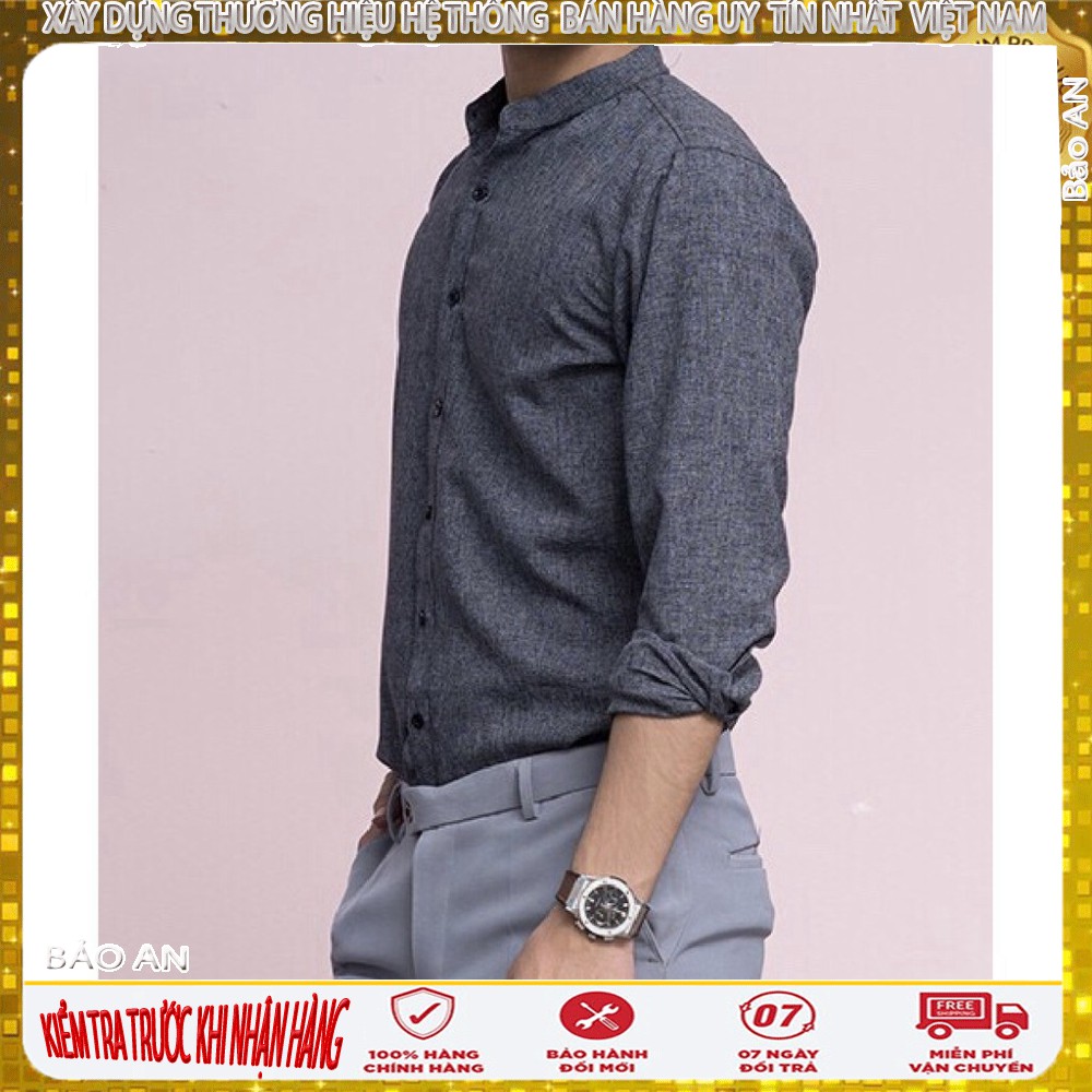 Áo sơ mi nam cổ tàu màu ghi xám [Cung cấp Sỉ Toàn Quốc] | BigBuy360 - bigbuy360.vn