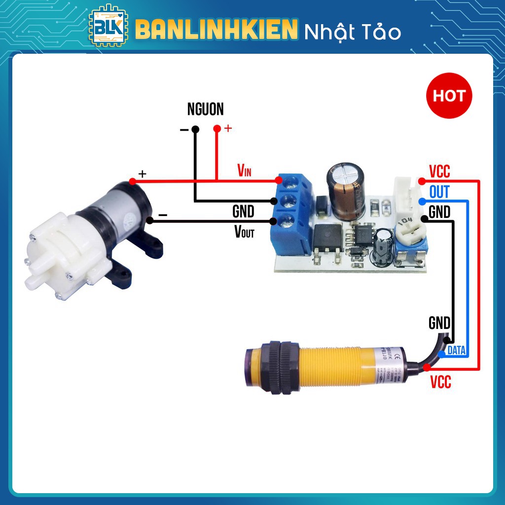 Combo Chế Máy Rửa Tay Tự Động Gồm Mạch, Cảm biến, Máy Bơm