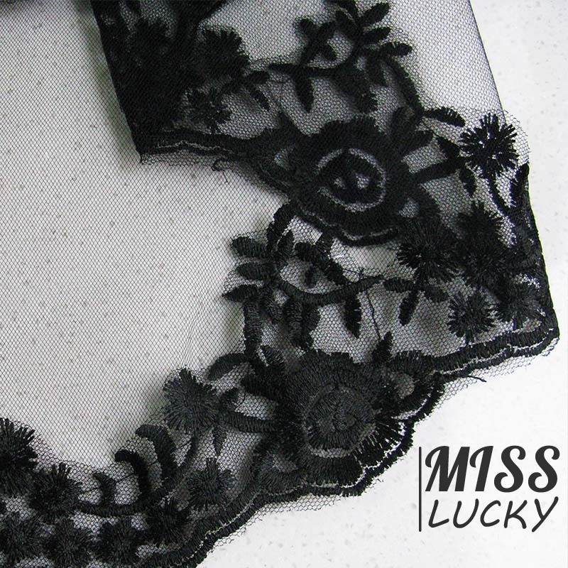 Khăn voan trùm đầu phối ren màu đen phong cách cá tính