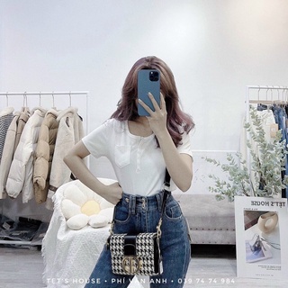 Áo Phông tăm cổ V nhiều cúc dáng đuôi tôm