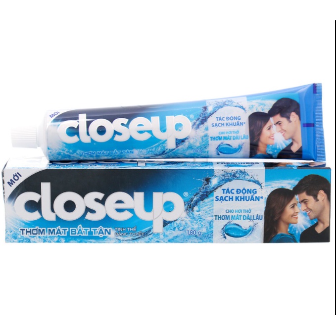 Kem đánh răng thơm miệng CLOSEUP Tinh Thể Băng Tuyết 180g (Xanh Dương) kem đánh răng dạng gel