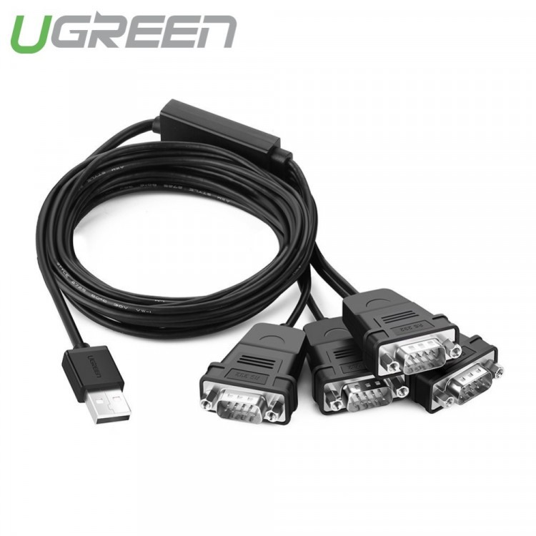 Cáp USB to RS232 Chính Hãng Ugreen 30770 US229 (USB 2.0 to 4 Com 9 kim) dài 1.5met