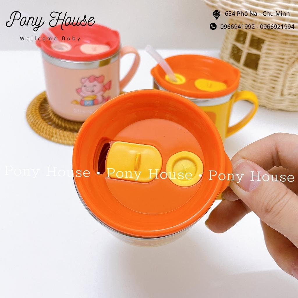 Cốc Tập Uống Hút Nước, Sữa Inox Giữ Nhiệt Chống Đổ Kèm Ống Hút Cho Bé