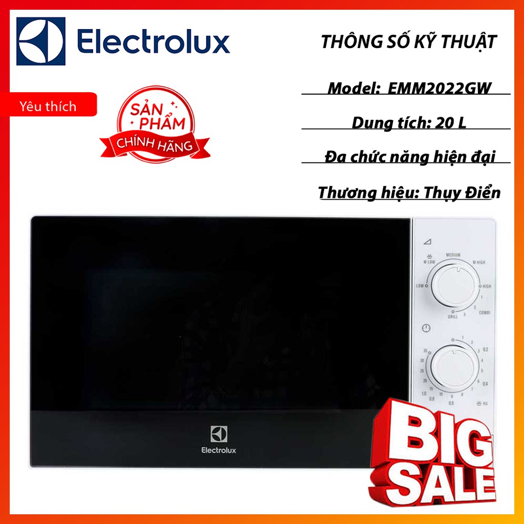 Lò vi sóng có nướng Electrolux EMM2022GW 20 lít chính hãng