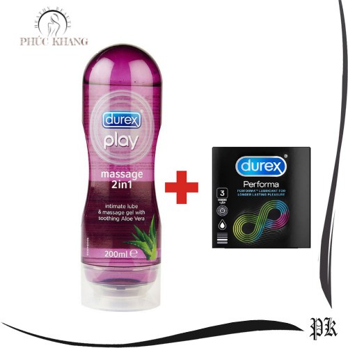 Gel bôi trơn Durex Play 200ml + Tặng 2 Bao cao su Durex Performa