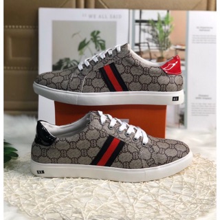 Giày Thể Thao Nam - Guccii Gót Đỏ Đen