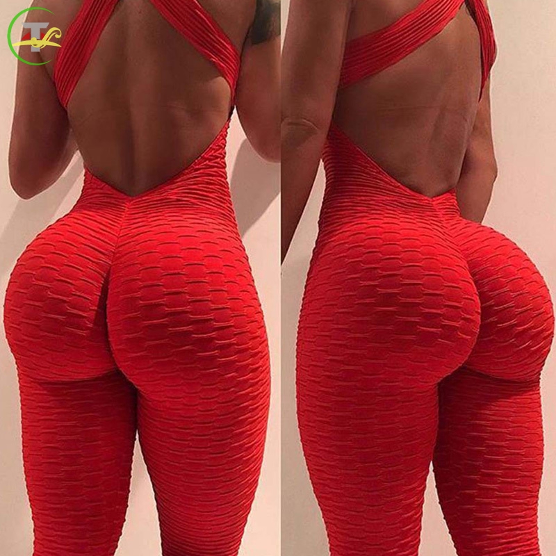 TG Women Halter Jumpsuits Lifting Hips Sleeveless Slim Fit Female Fitness Bodysuit @vn | BigBuy360 - bigbuy360.vn