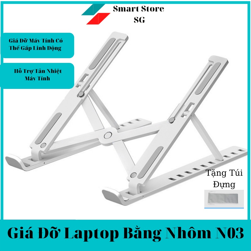 Giá đỡ Laptop, Macbook, Ipad bằng nhôm có thể điều chỉnh được độ cao, đế tản nhiệt laptop, đế kê laptop nhôm, đế laptop