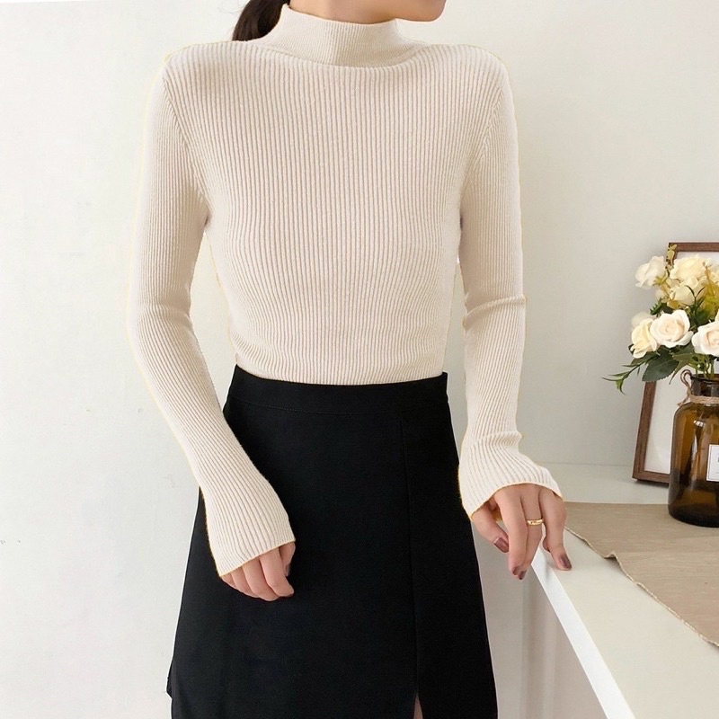 ÁO LEN CỔ LỌ TAY DÀI TRƠN MÀU