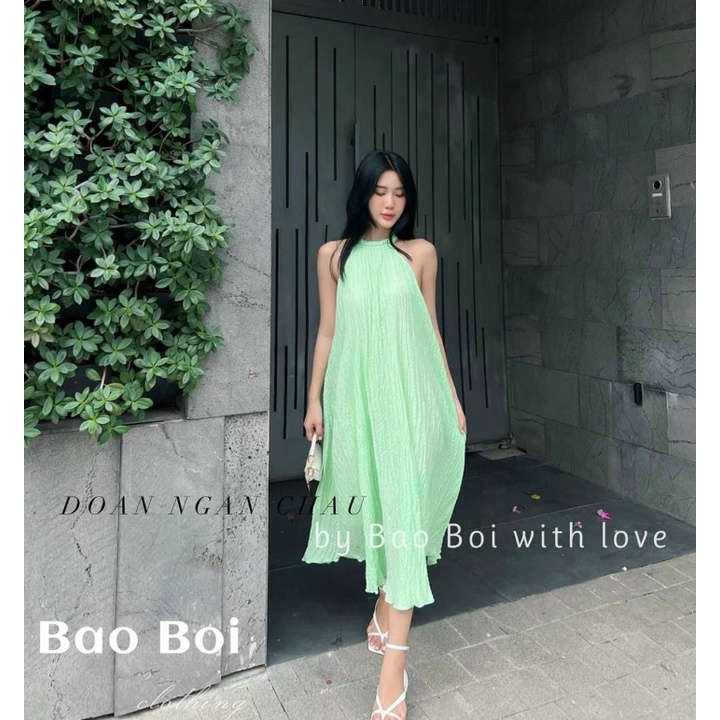 Đầm Maxi cổ yếm from rộng Bầu Bí đều vừa ạ chất vải Xốp dày dặn cam kết hàng y hình