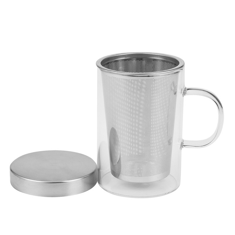 500Ml Travel Heat-Resistant Glass Tea Infuser Mug with Stainless Steel Lid Coffee Cup Tumbler Kitchen Heat-Resistant Large