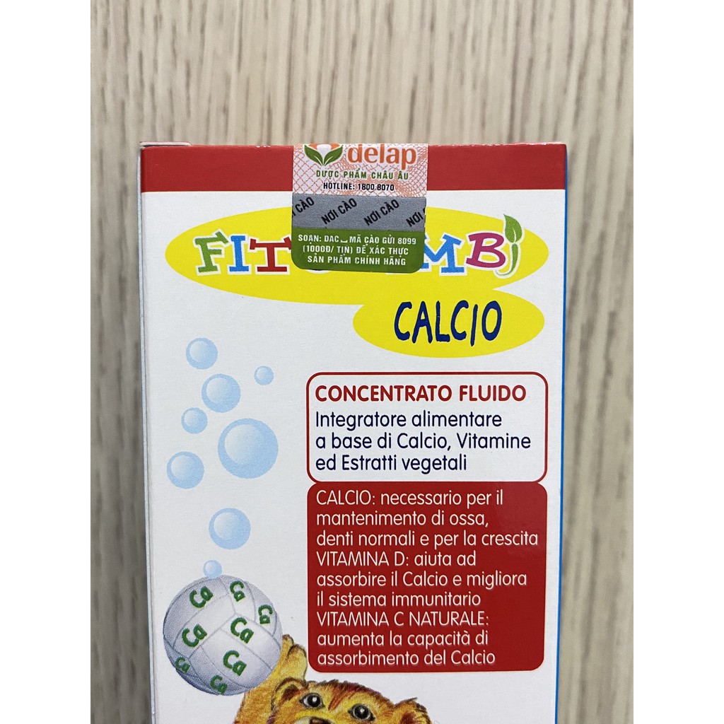 Fitobimbi Calcio - Bổ sung canxi và Vitamin D, Giúp phát triển chiều cao tối đa cho trẻ (Chai 200ml)