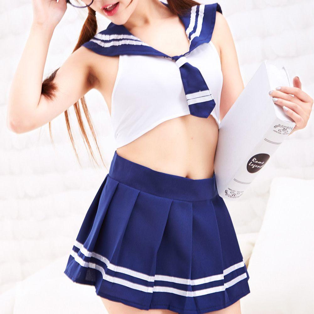 OCEANMAP Bộ Đồ Ngủ Dáng Ngắn Phong Cách Đồng Phục Học Sinh Cho Nữ