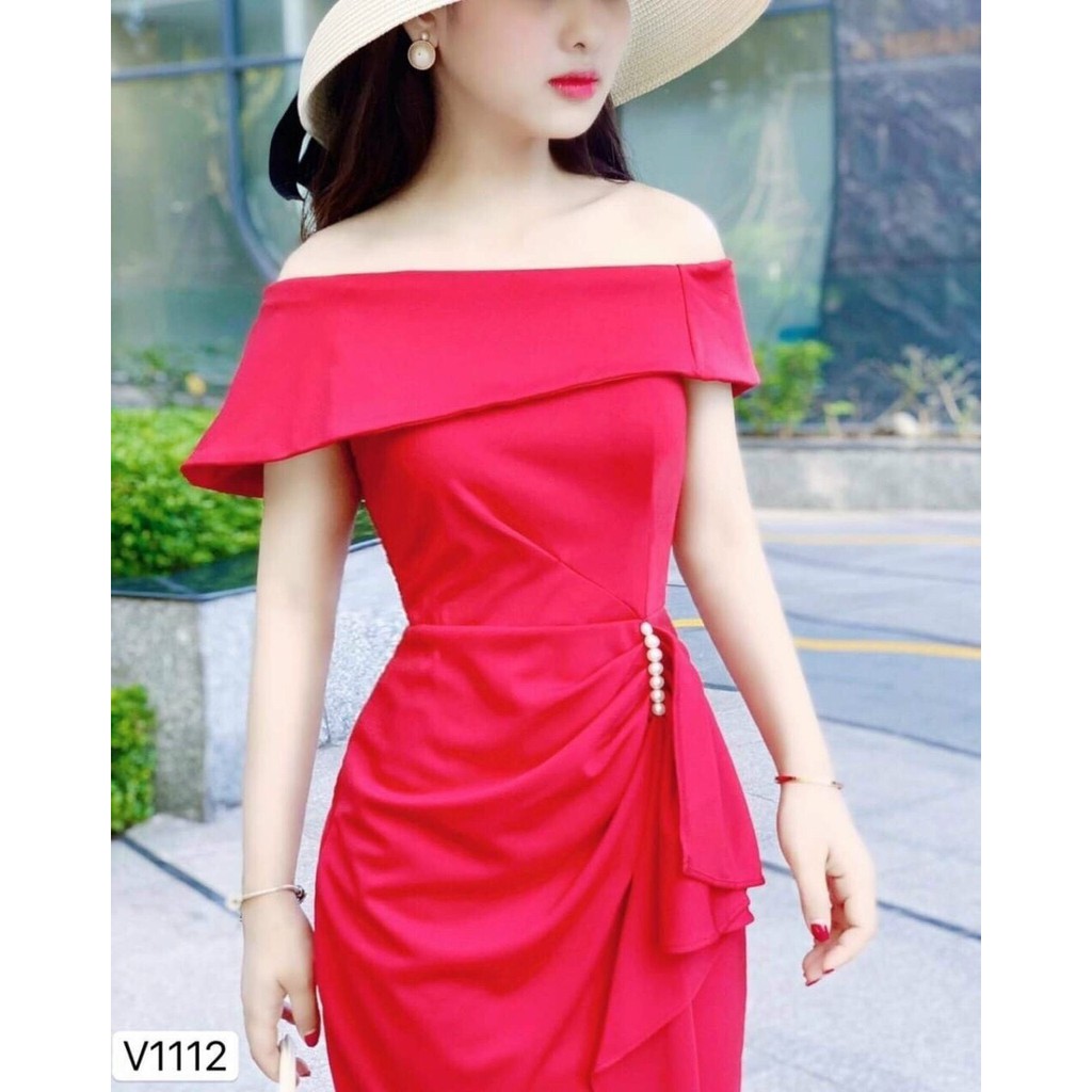 ĐẦM BODY XẺ TÀ ĐÍNH BÈO EO TRỐNG VAI THANH LỊCH THỜI TRANG THIẾT KẾ VESTA BE65