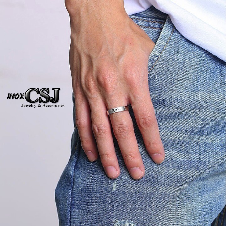 02 chiếc nhẫn cặp đôi tình nhân I love you inox cao cấp đẹp, không đen - tặng hộp đựng xinh xắn