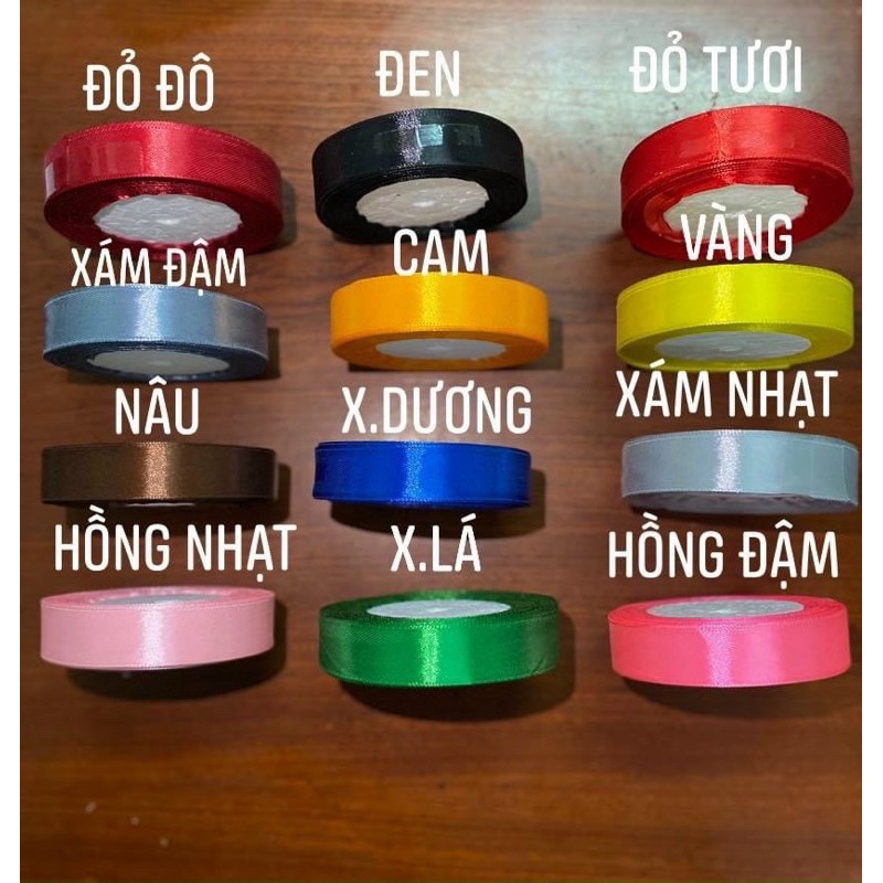 Cuộn ruy băng lụa bản 2cm trang trí bánh kem