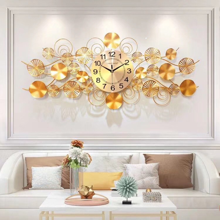 Đồng Hồ Treo Tường Trang Trí mã  1017-Kt 120x50cm-đồng hồ tranh kim loại,decor tường đẹp,giá rẻ-quà tặng ý ngĩa-bh 5 năm