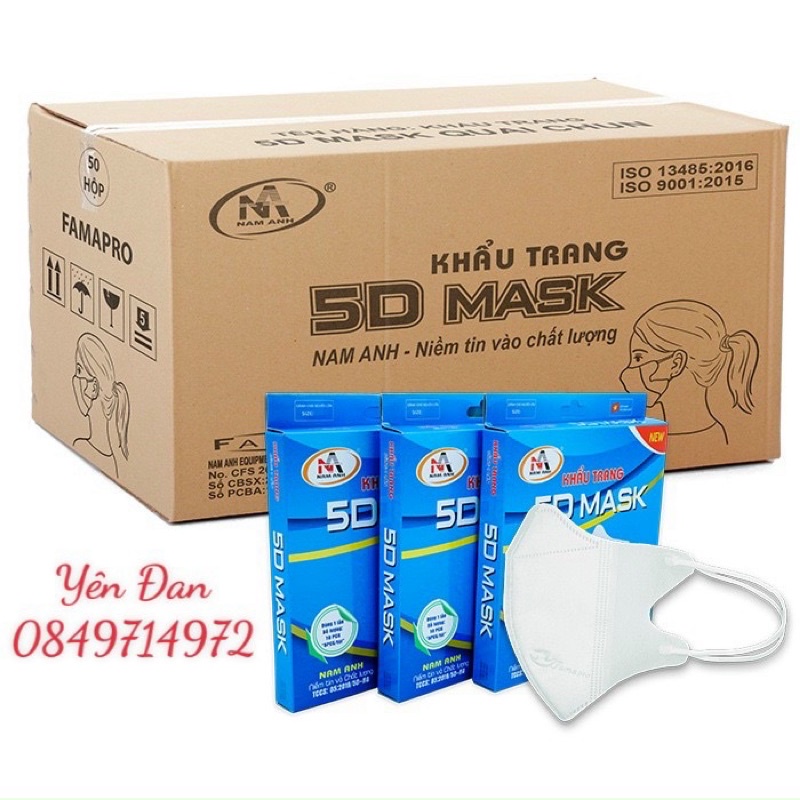 Khẩu Trang 5D Mask Nam Anh Thùng 100 Hộp 1000 Cái Người Lớn