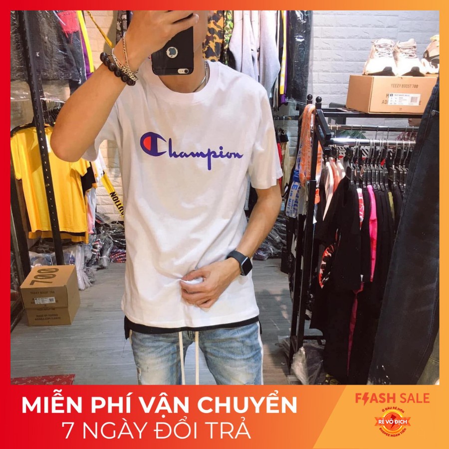 ÁO THUN CHAMPION TRẮNG STREETWEAR UNISEX - ÁO THUN TAY LỠ - ÁO THUN NAM - ÁO PHÔNG NAM - ÁO THUN UINISEX - ÁO OVERSIZE