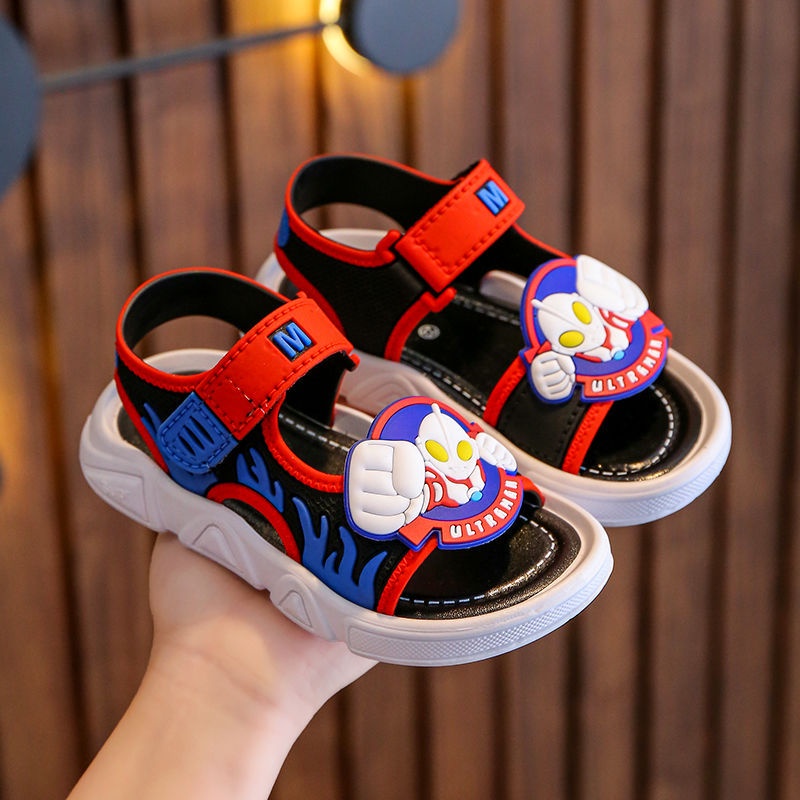 Giày sandal quai dán hình siêu nhân ultraman cho bé trai