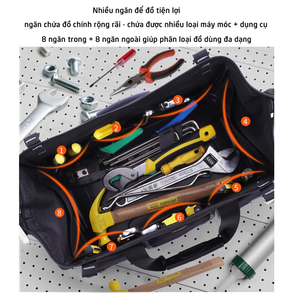 Túi đựng dụng cụ đồ nghề chống thấm nước, đế bằng nhựa chịu lực chịu tải