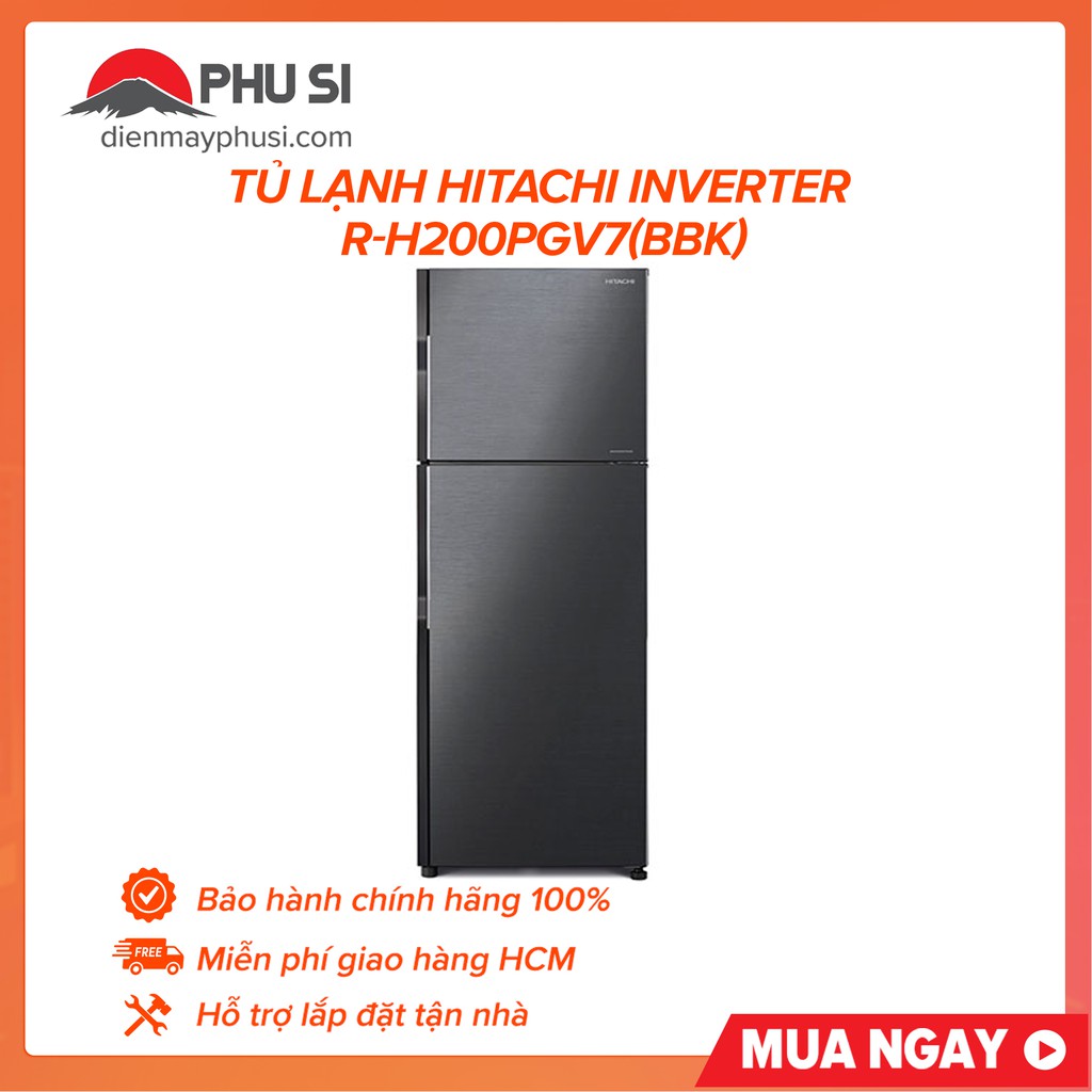 [Mã ELMS5TR giảm 5% đơn 5TR] [GIAO HCM] Tủ lạnh Hitachi R-H200PGV7(BBK), 203L, Inverter