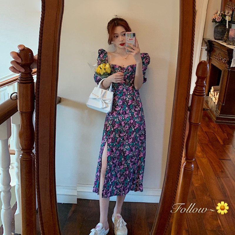 đầm maxi xẻ tà