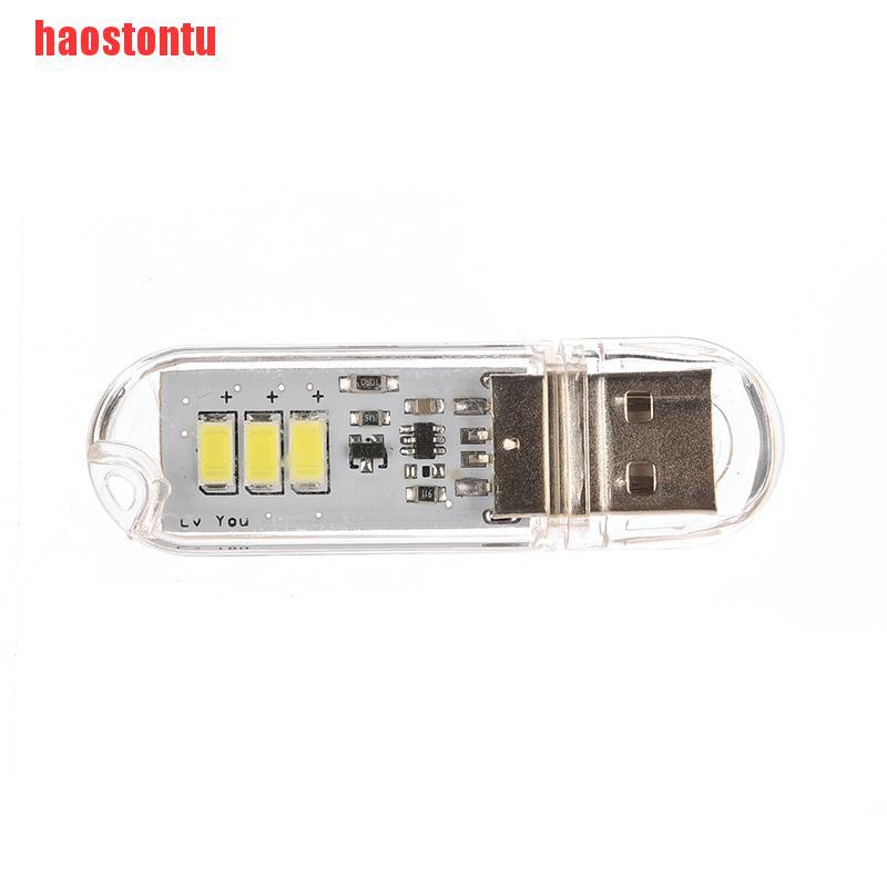 Đèn ngủ 3 bóng LED màu trắng bỏ túi/gắn móc khóa công tắc cảm ứng USB mini