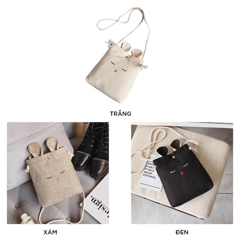 Túi tote mini ULZZANG dây rút hàn quốc vải đeo chéo canvas bag giá rẻ đẹp đi học Herbagstore HB03