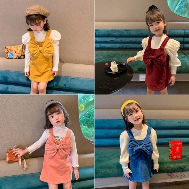 Yếm nhung nơ ngực bé gái ( không kèm áo trong)