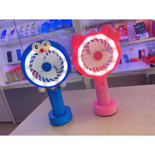 Quạt Mini Cầm Tay Đèn Led Có Đế Doremon - Kitty