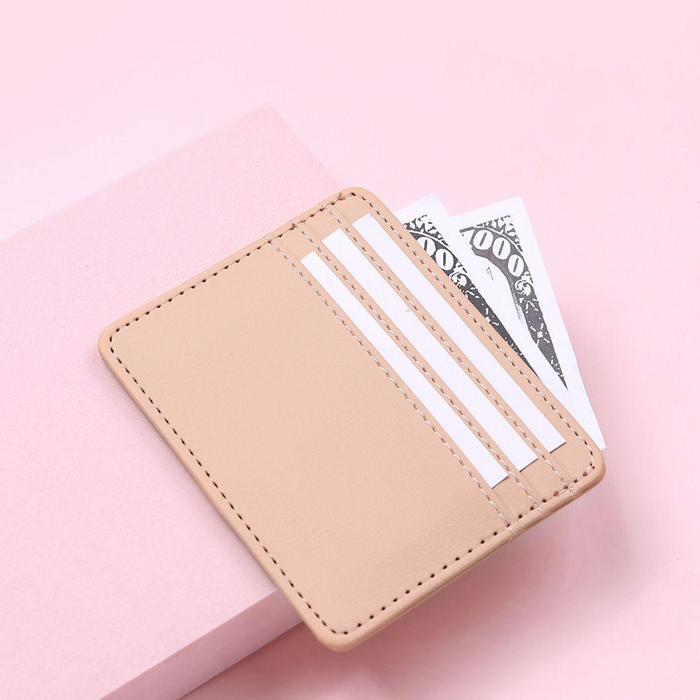 ELEGANT Ví Da PU Mỏng Đựng Thẻ / Tiền Xu Màu Kẹo Ngọt Dành Cho Nữ