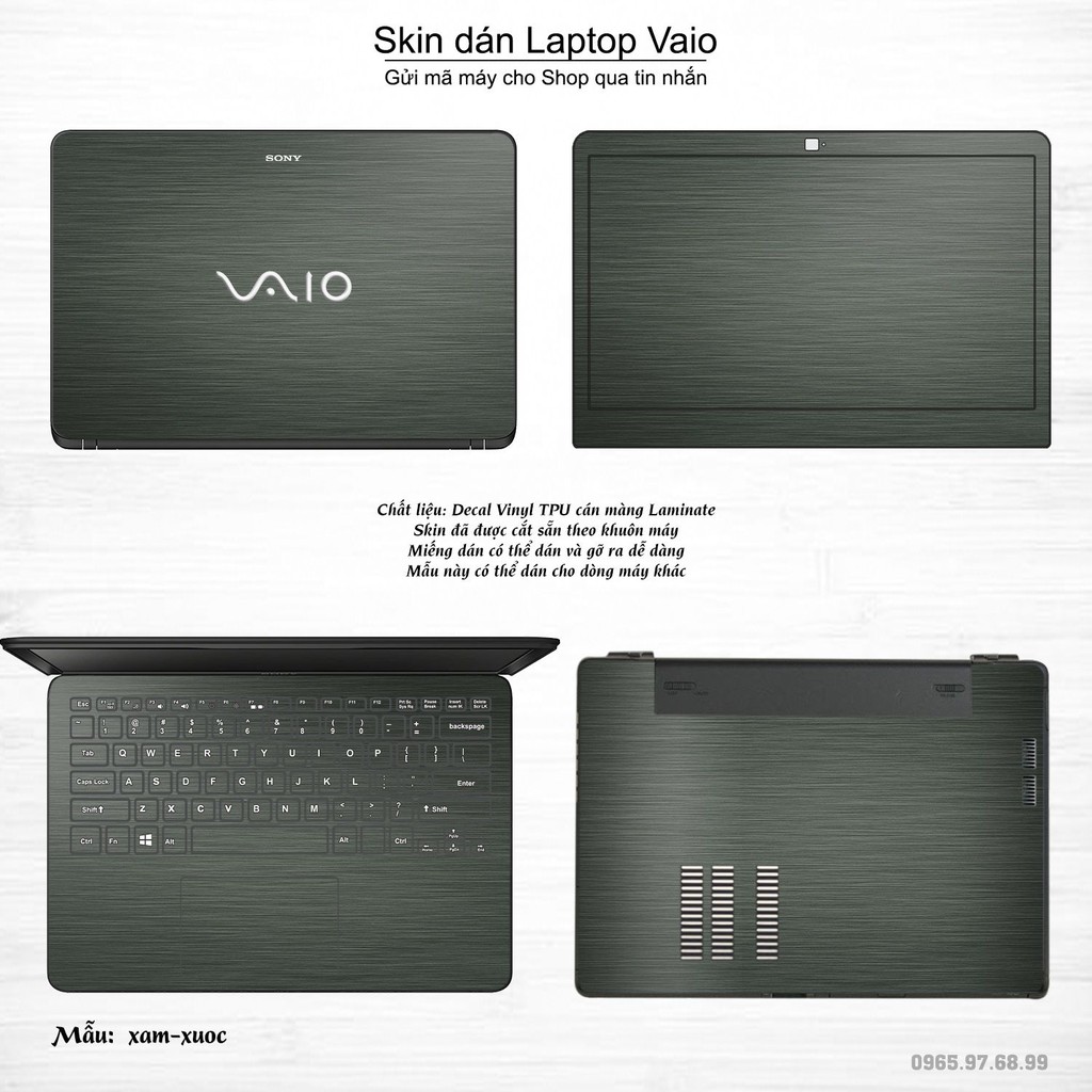 Skin dán Laptop Sony Vaio màu xám xước (inbox mã máy cho Shop)